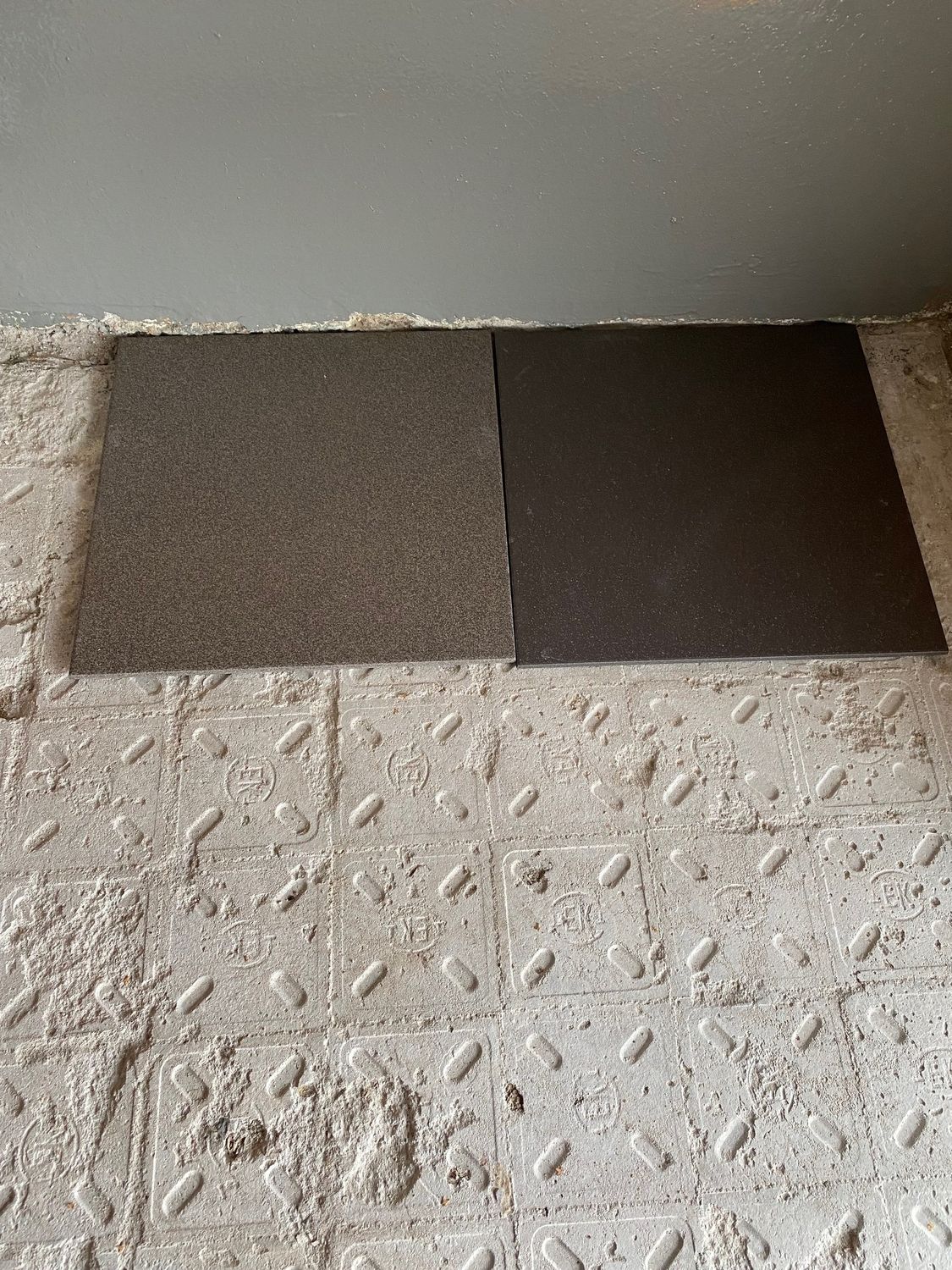Tile samples on the old landing surface.