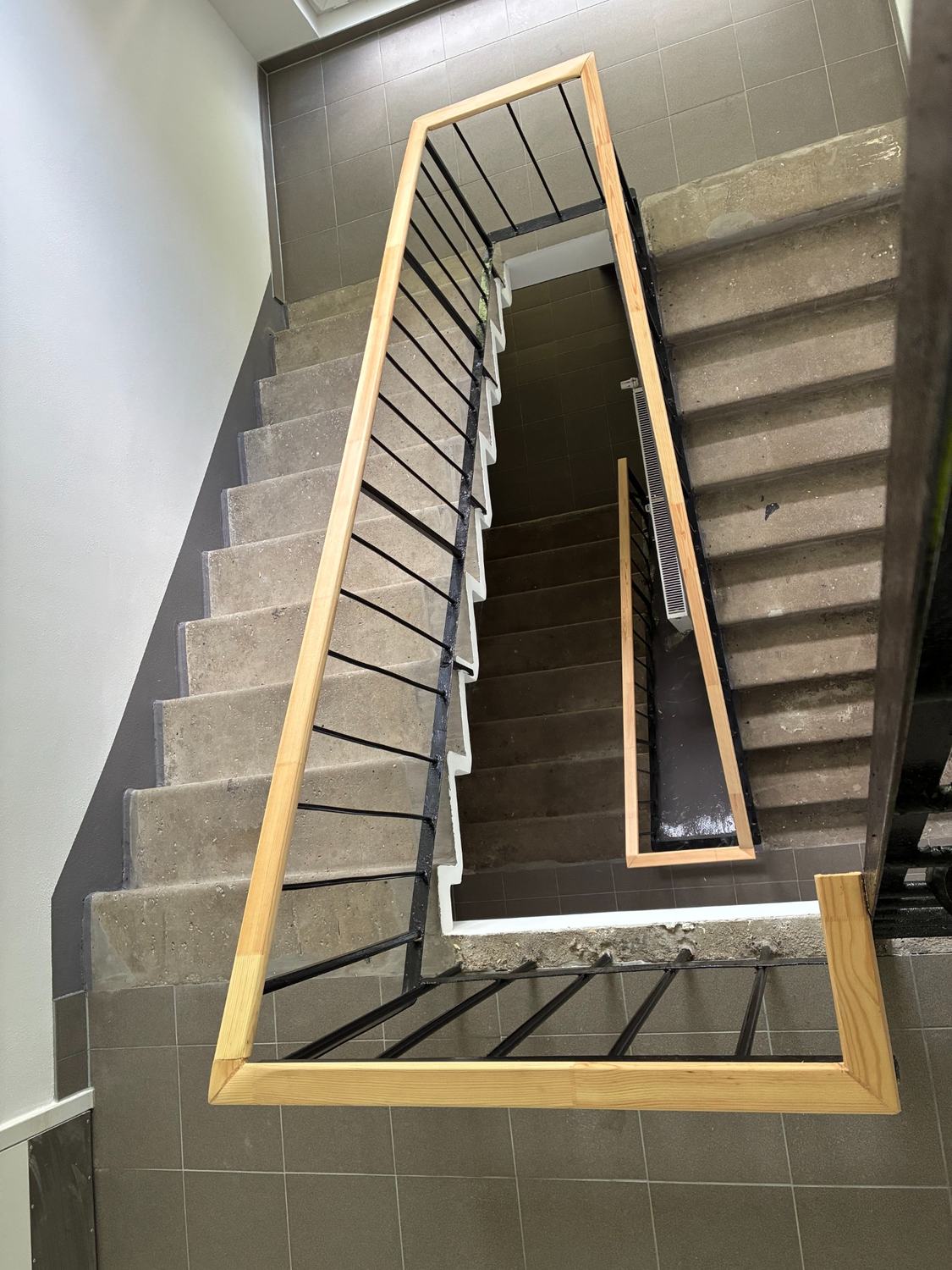 Finished staircase viewed from above.