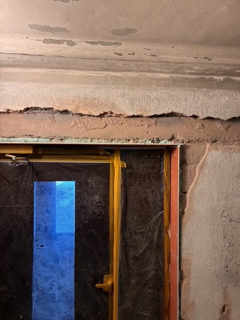 Entrance reveal during preparation works.