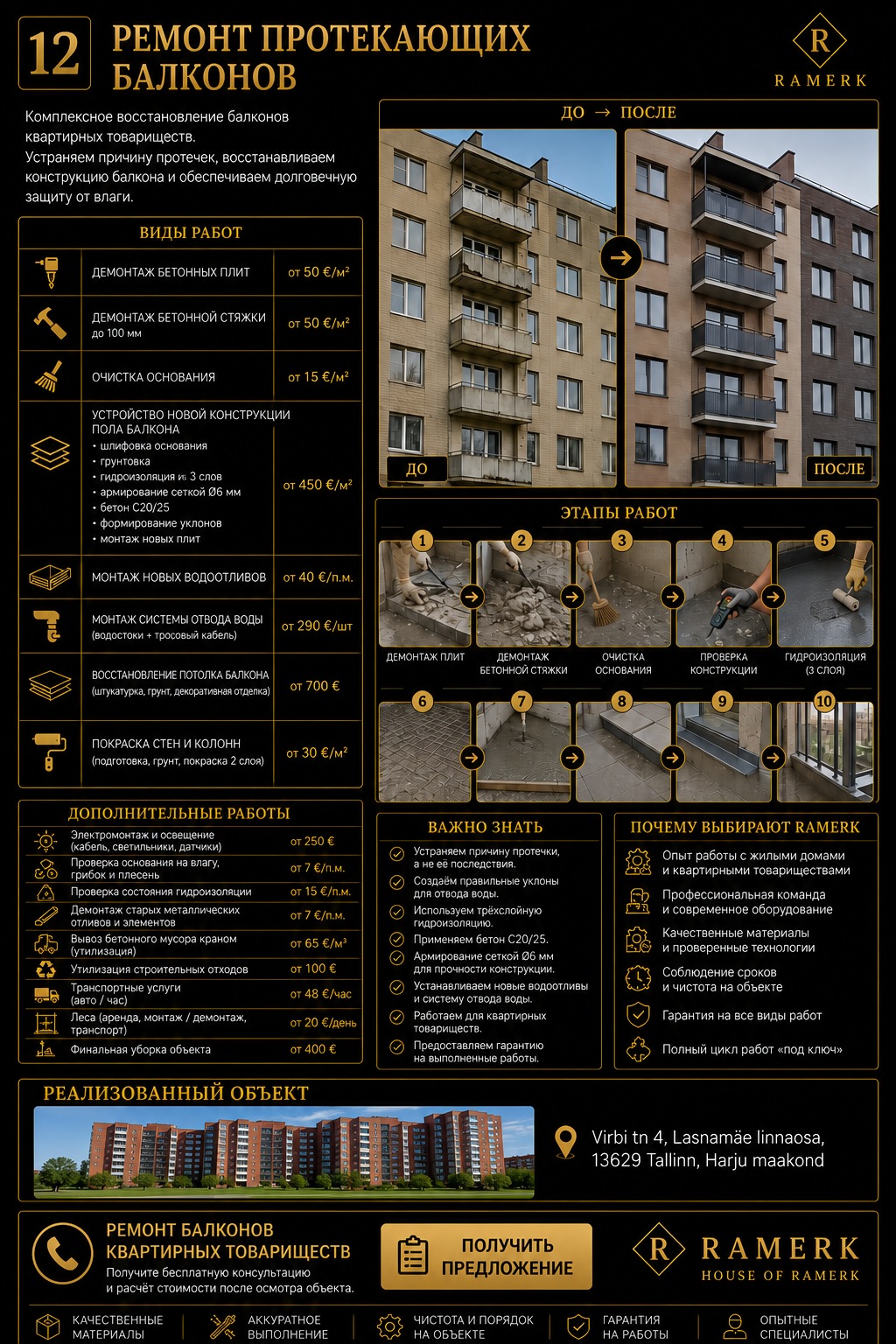 RAMERK — Ремонт протекающих балконов